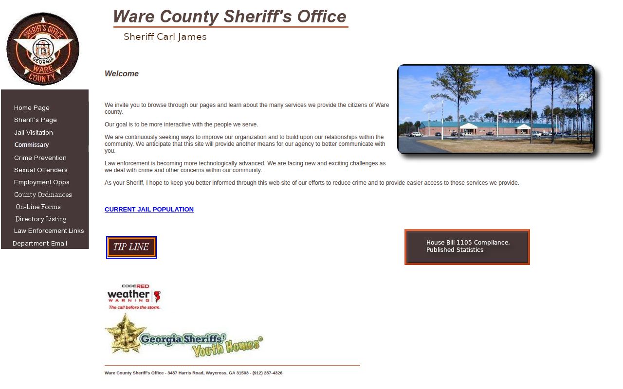 Ware County Sheriff's Office current jail population link