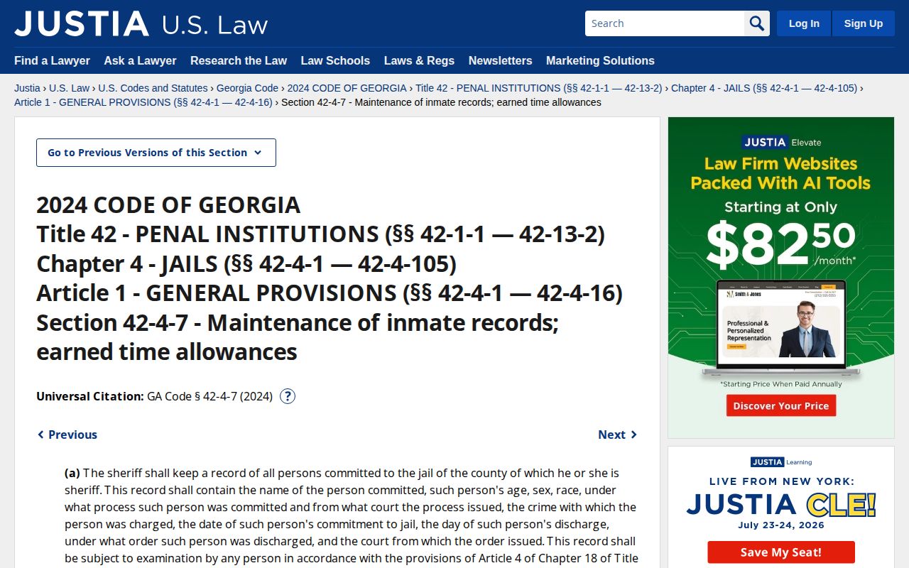 Ware County projected release date county earned-time statute