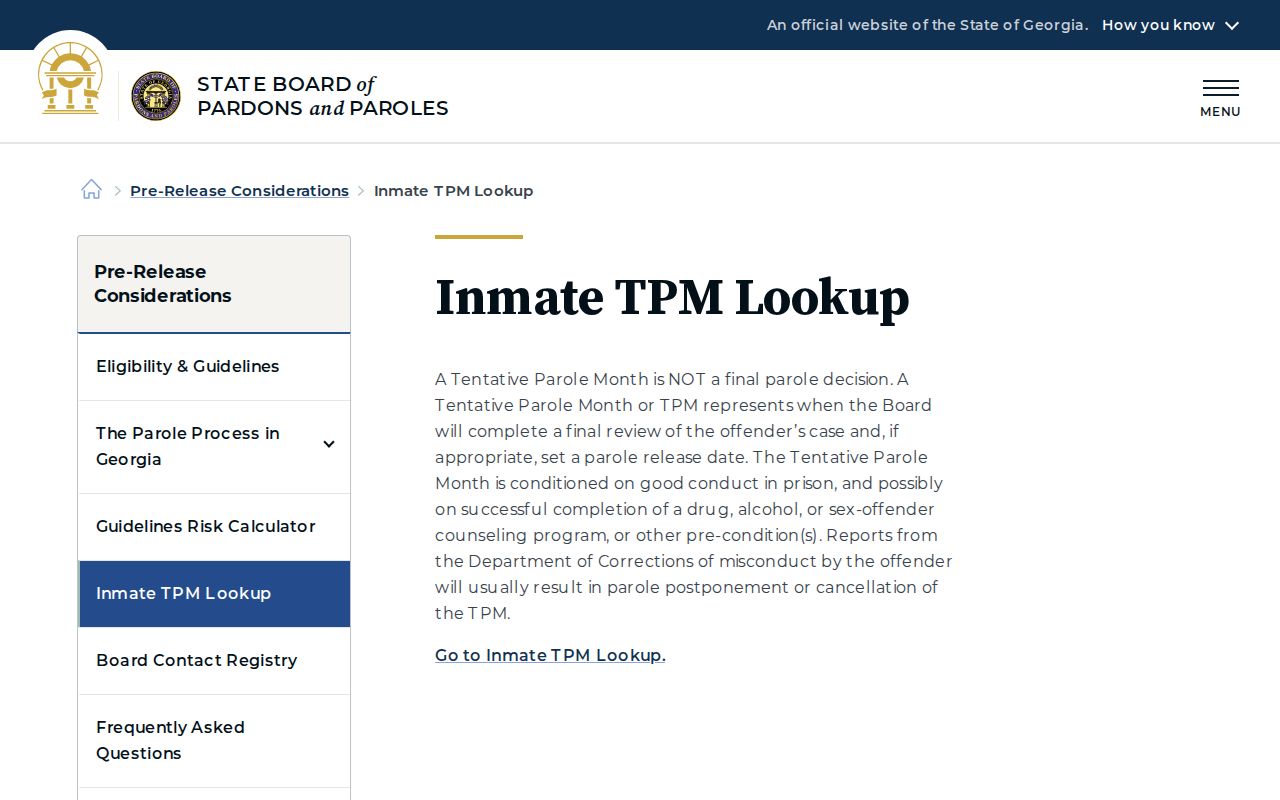 Ware County projected release date and tentative parole month explanation