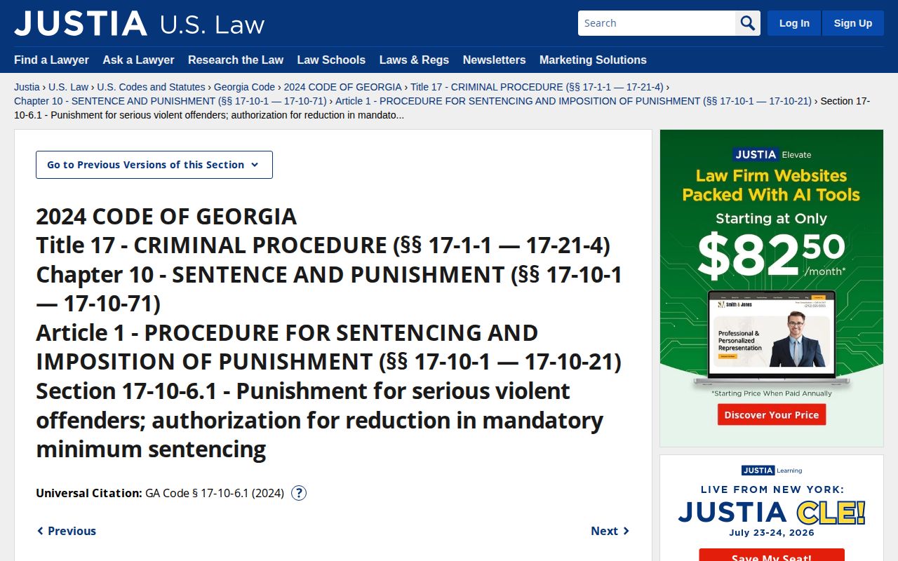 Ware County projected release date serious violent felony statute